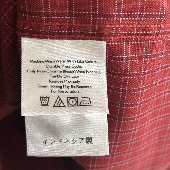 Eddie Bauer Men’s XL Tall Button Down Shirt Red Plaid Long Sleeve Wrinkle Resist - Picture 10 of 14